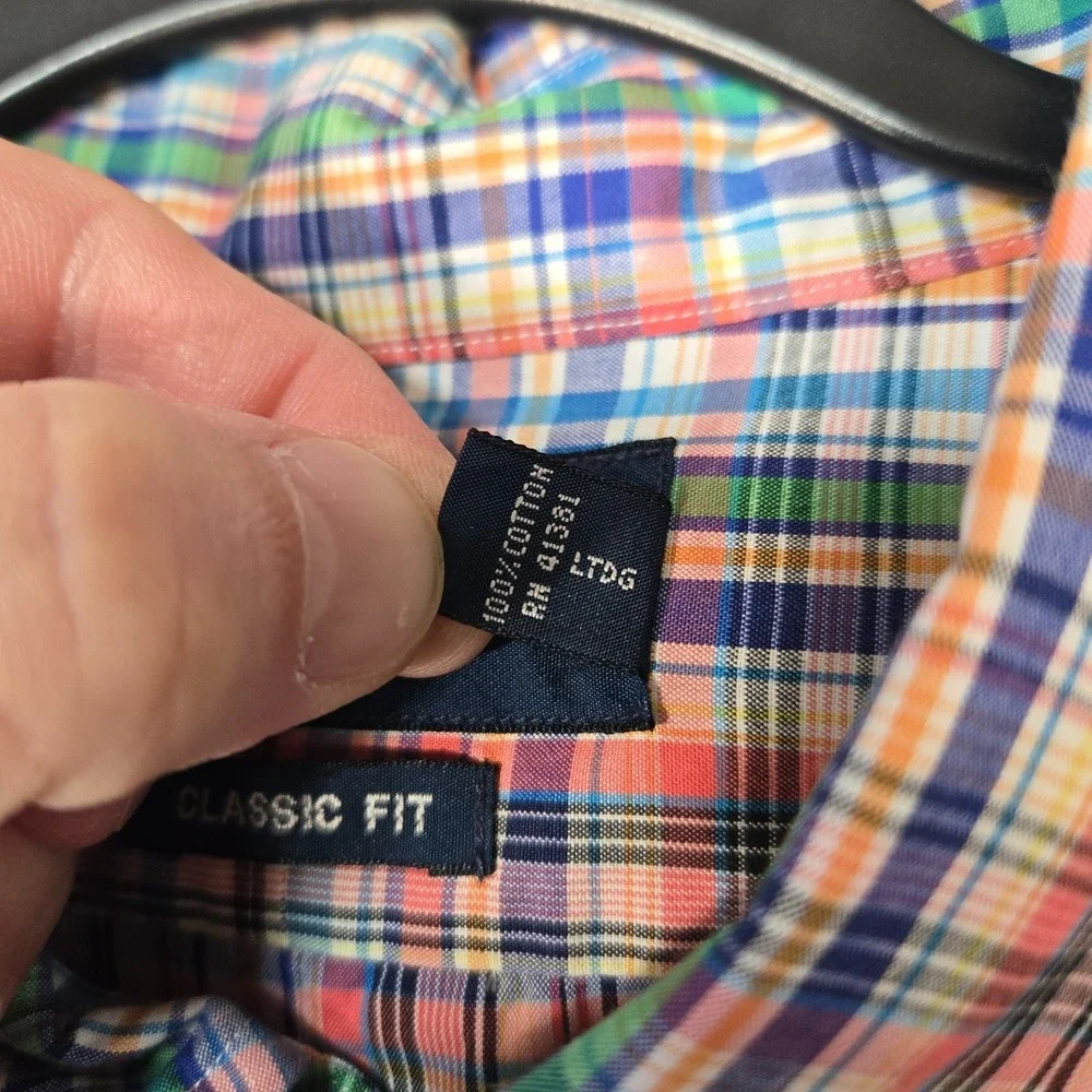 Ralph Lauren shirt Rainbow Madras Plaid Mens 2XL classic Fit 100% Cotton S/S